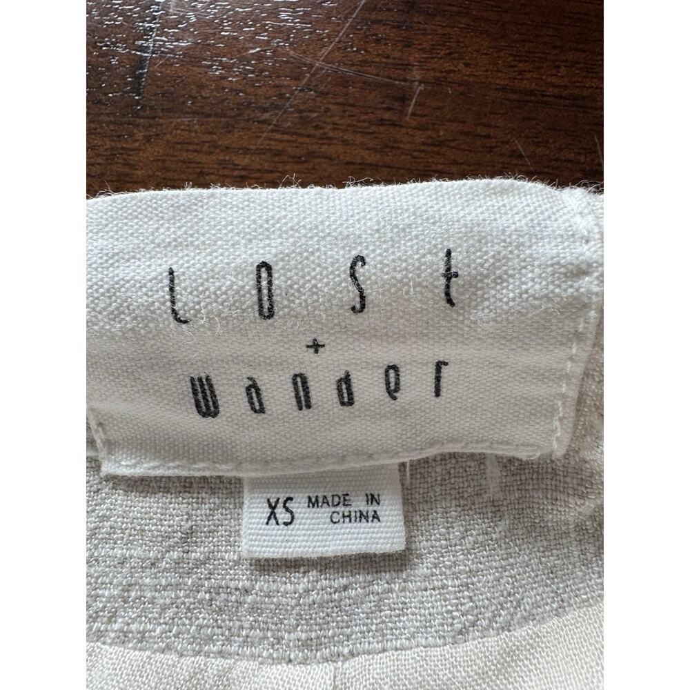 Lost + Wander Linen Blend Wide Leg Pants Beige High Rise XS Resort Coastal - Picture 2 of 8